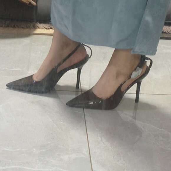 Shoes - 👠 ZARA BROWN Patent Strappy Slingback Kitten Heels - Pointed Toe Pumps!